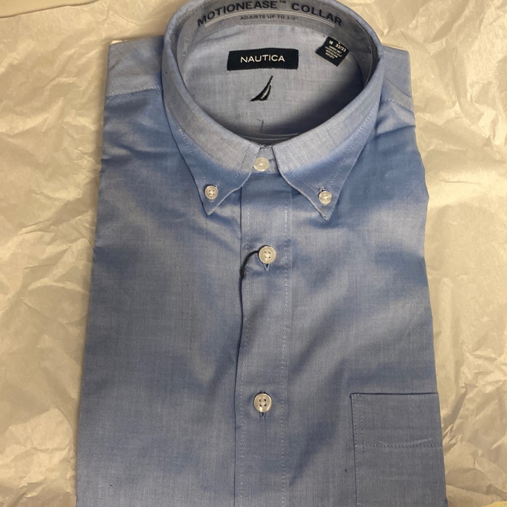 Brand New Nautica LS Blue Button Down